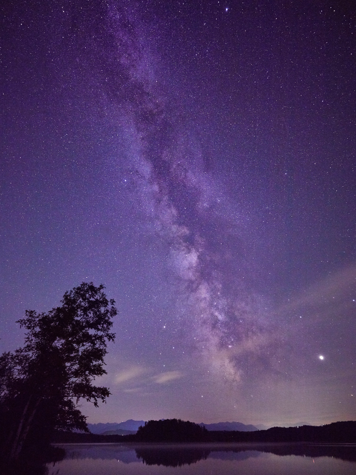 Milky Way above Lake Osterseen, Upper Bavaria, Upper Bavaria